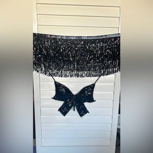 Sequined wrap skirt and butterfly top